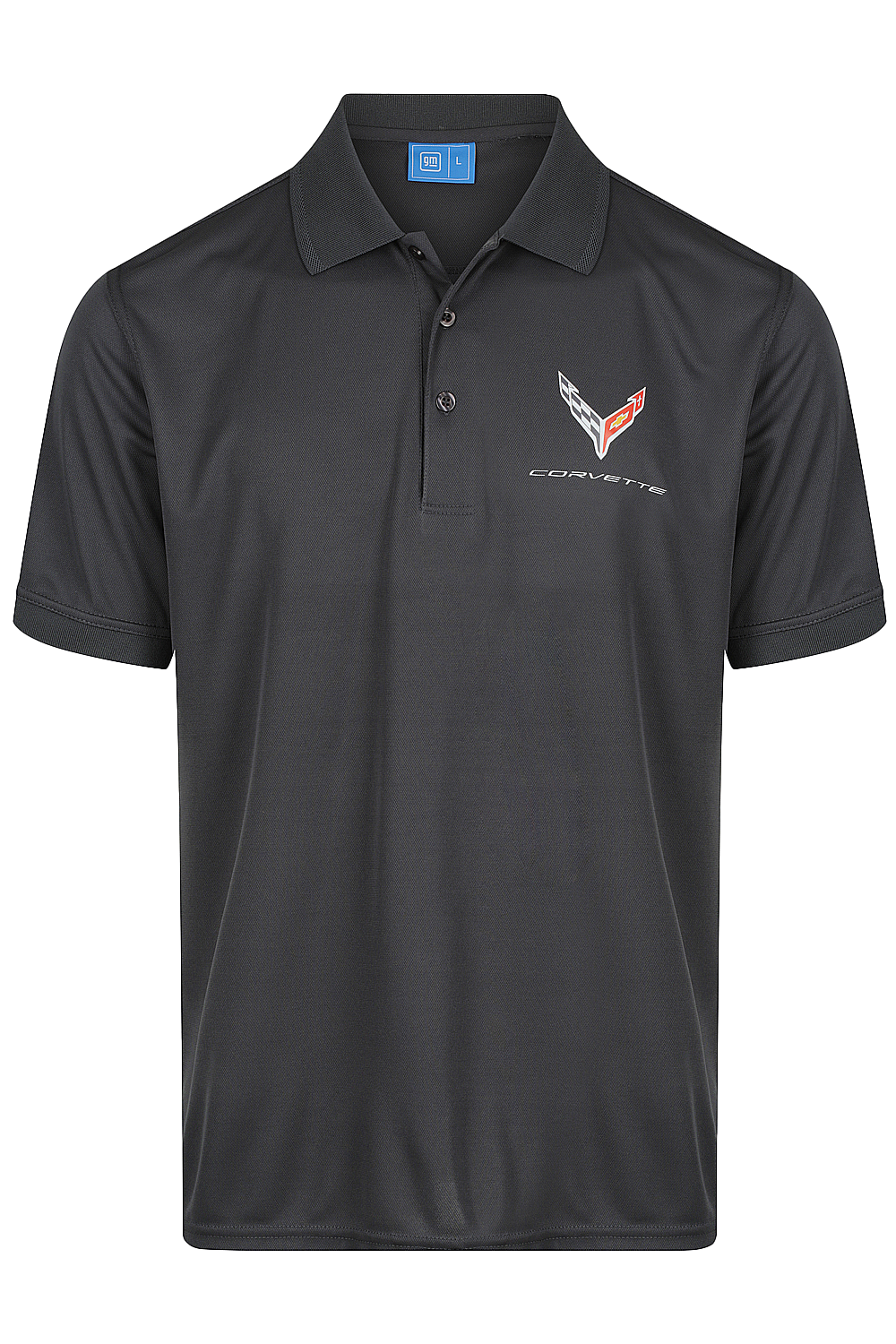 Mens Corvette Polo Shirts Performance Charcoal