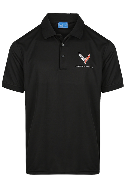 Mens Corvette Polo Shirts Performance Black