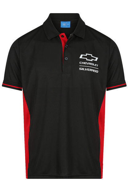 Mens Silverado Polo Shirts Elite Black Red The Distributor Company